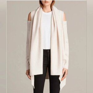 All Saints Cava Cold Shoulder Merino Wool Open Cardigan Size XS